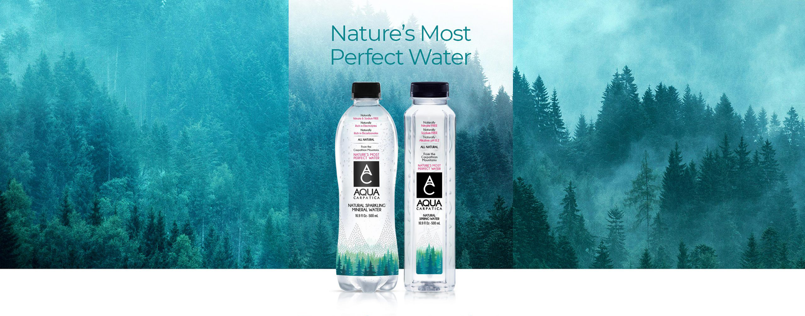 AQUA Carpatica bottles with forest