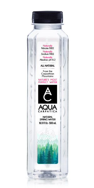 A bottle of AQUA Carpatica Natural Spring Water A bottle of AQUA Carpatica Natural Spring Water